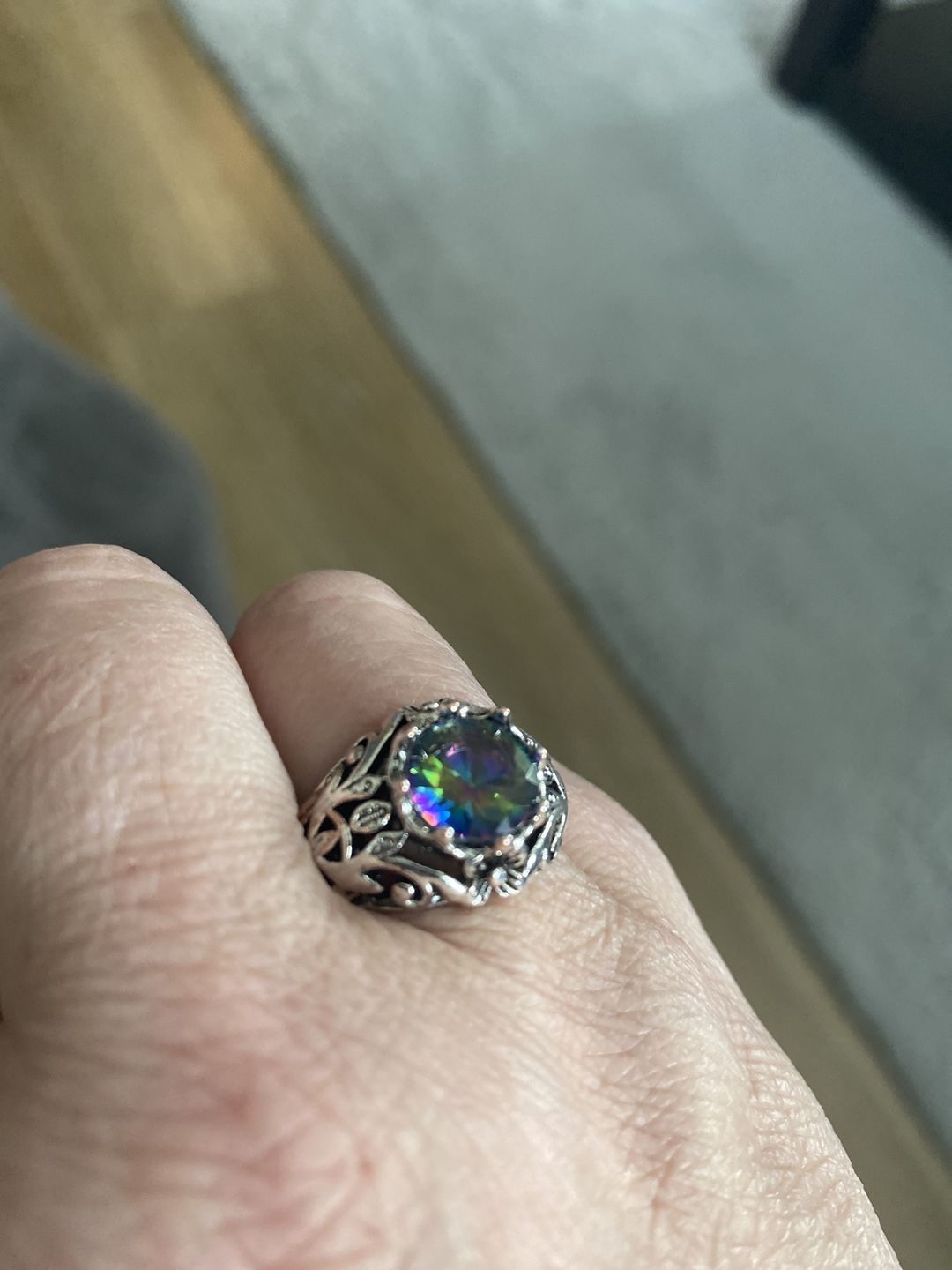 Customer photo review of Mystic Rainbow Cubic Zirconia Ring