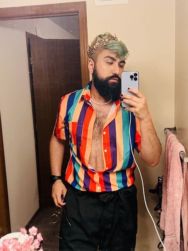 Customer photo review of Mens Rainbow Print Short Sleeve Shirts SKUC55712