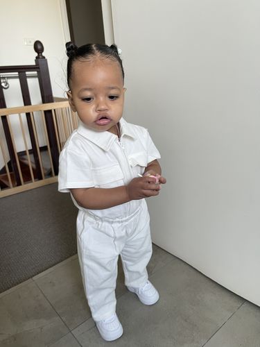 Customer photo review of Woven Cotton Boilersuit - Cream