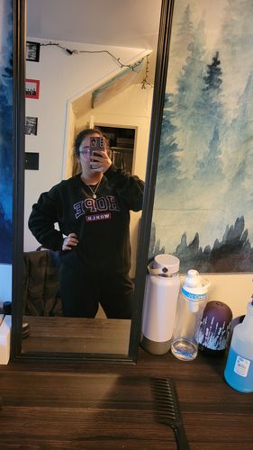 Customer photo review of Hope World Crewneck Sweater