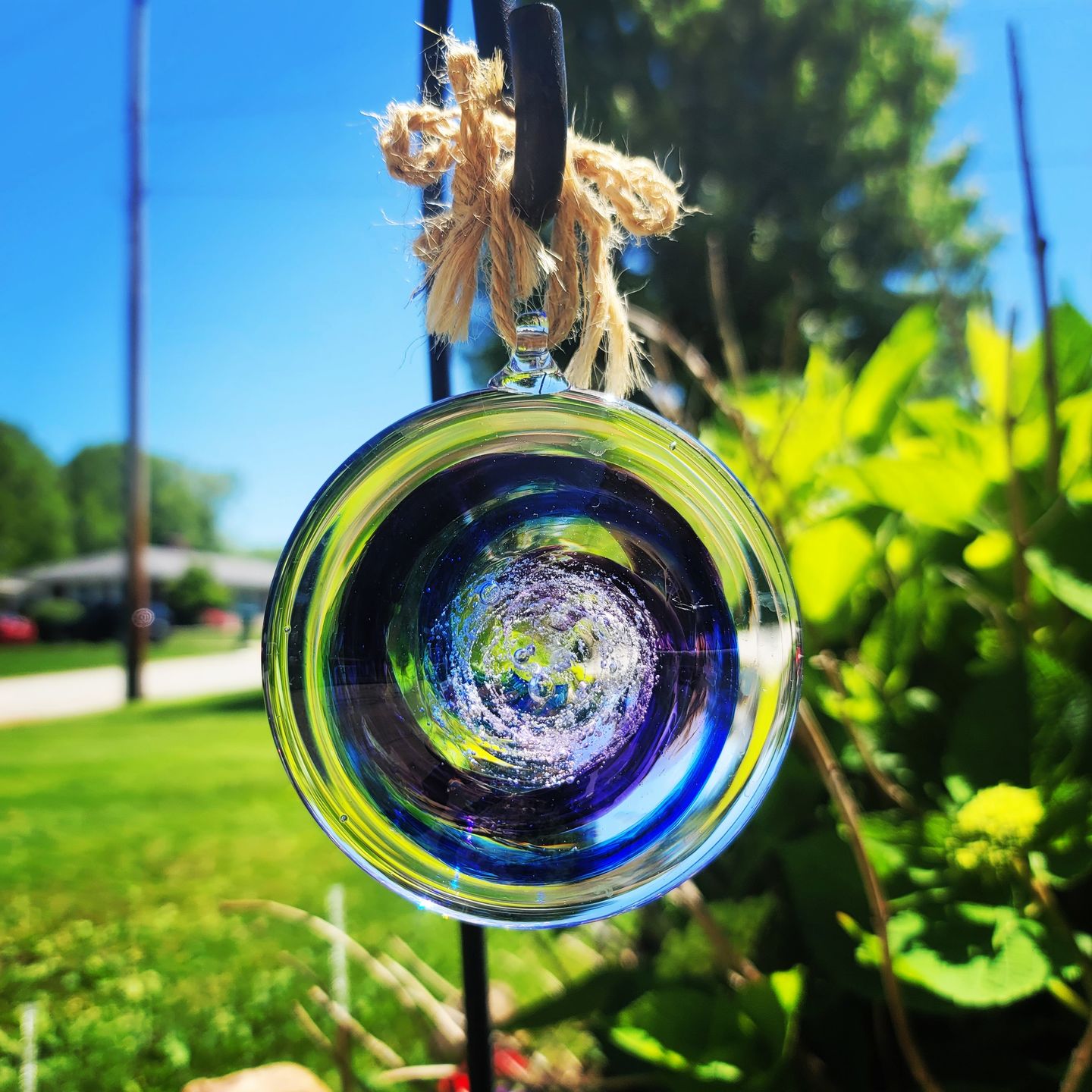Customer photo review of Glass Suncatcher with Infused Cremation Ash