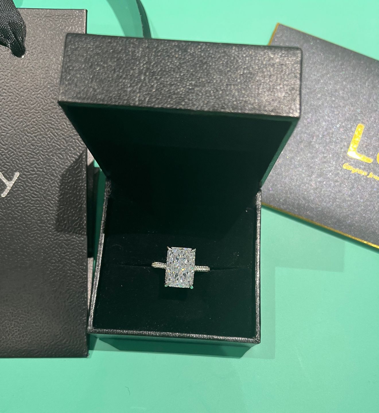 Customer photo review of 7.0Ct Elongated Radiant Cut Engagement Ring For Women In Sterling Silver