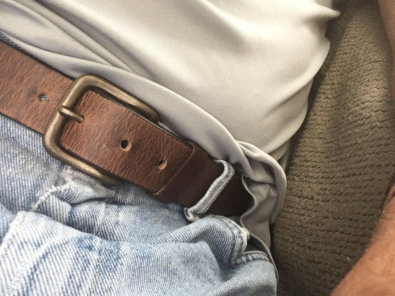 Customer photo review of Brown Leather Belt - 35 mm Full Grain Distressed Leather Belt