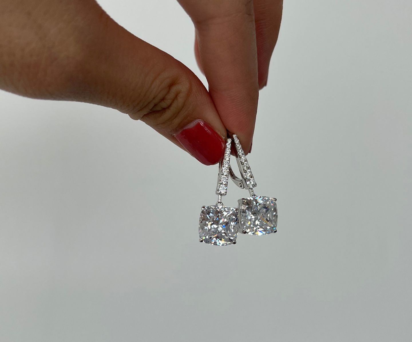 Customer photo review of Louily Exquisite Cushion Cut Women's Earrings In Sterling Silver