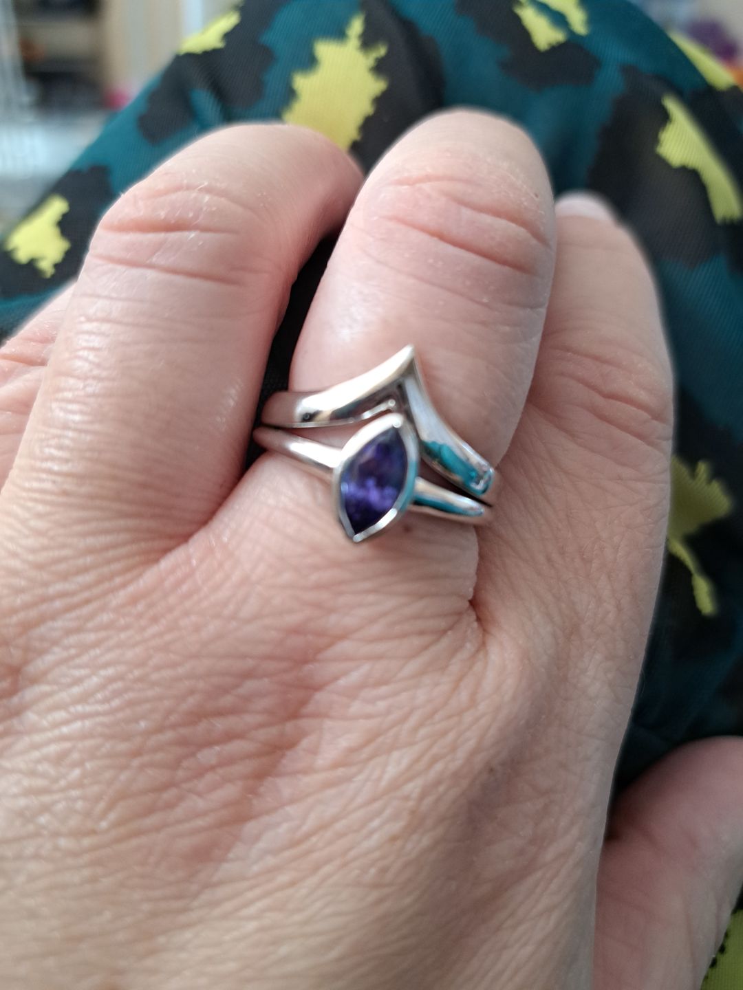 Customer photo review of Surf Moon Ring with Tanzanite