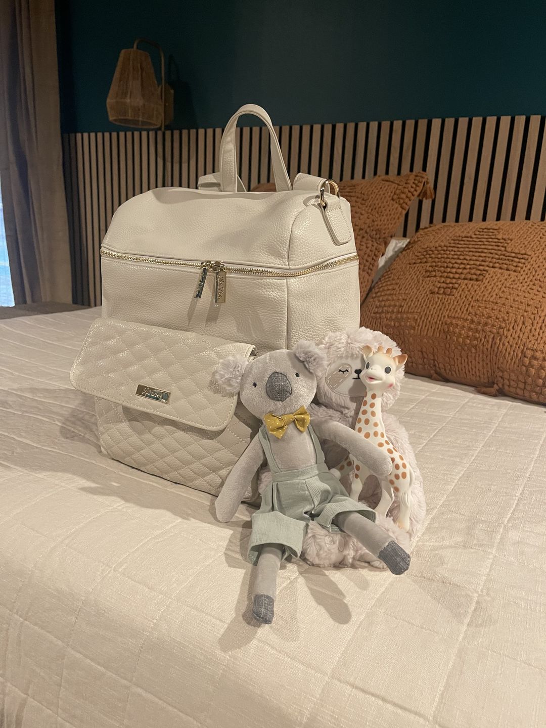 Customer photo review of Monaco Diaper Bag | Pearl White