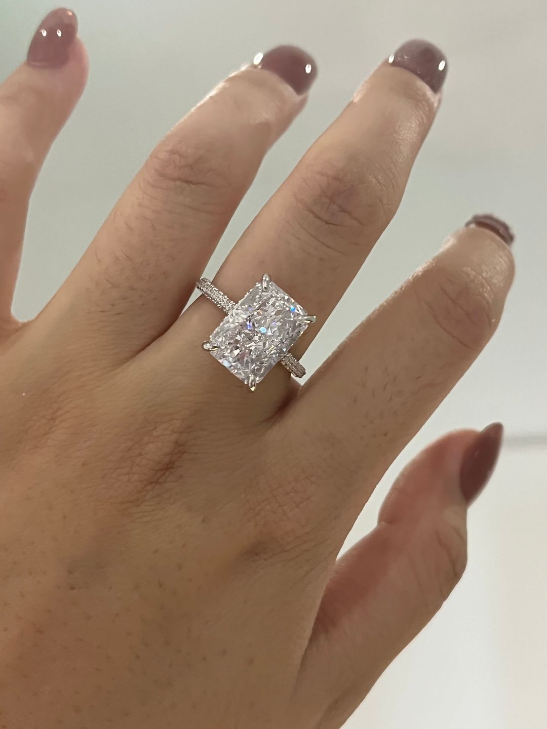Customer photo review of 7.0Ct Elongated Radiant Cut Engagement Ring For Women In Sterling Silver