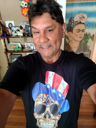 Customer photo review of Premium 4th Of July American Sugar Skull T-shirt