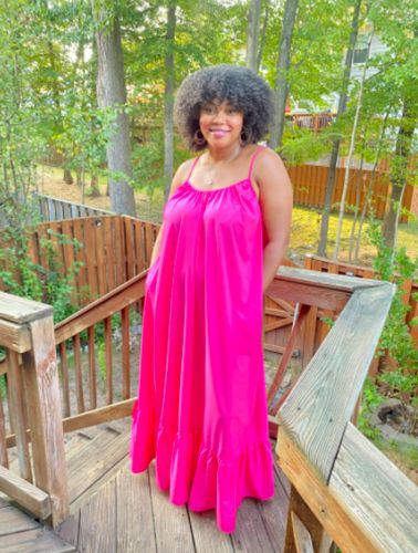 Customer photo review of Cami Ruffle Maxi Dress