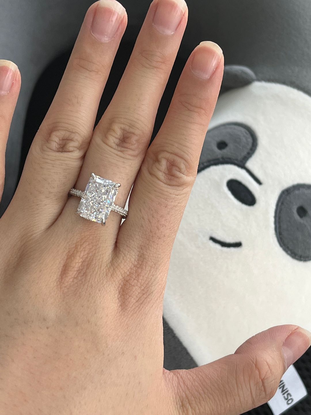 Customer photo review of 7.0Ct Elongated Radiant Cut Engagement Ring For Women In Sterling Silver