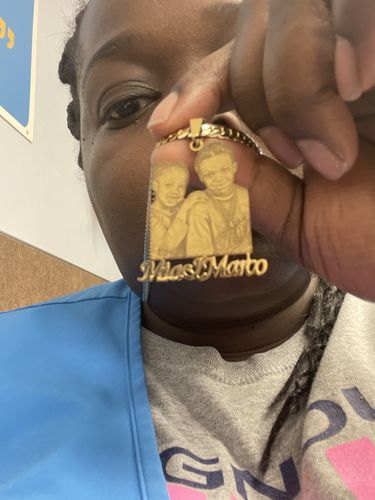 Customer photo review of Lovers Charm™ 18K Custom Engraved Necklace