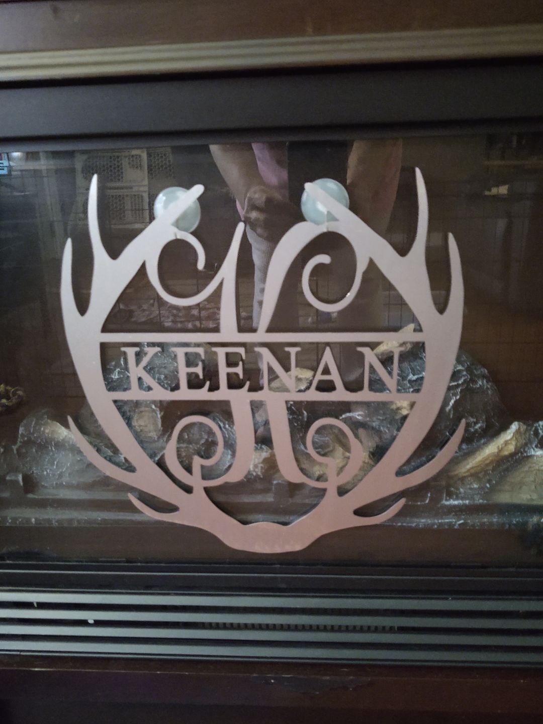 Customer photo review of Antler Monogram with Name - 2 sizes - Custom Metal Name Sign for Home Antler