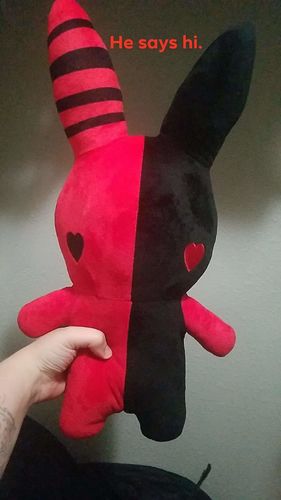 Customer photo review of Rabbit Plush 18" (RED/BLACK)