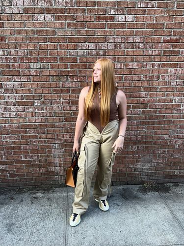 Customer photo review of V CUT Khaki Pants