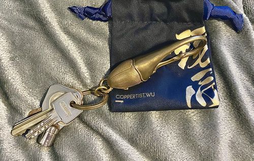 Customer photo review of Brass Beetle Snap Keychain