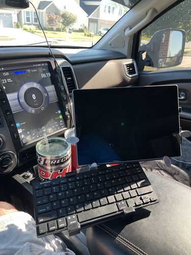 Customer photo review of Premium Adjustable Car iPad / Tablet Floor Holder Mount