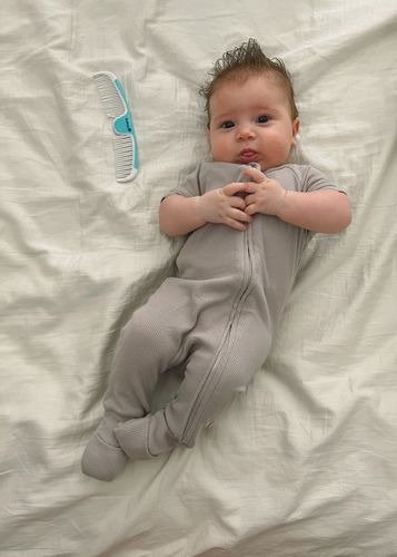 Customer photo review of Short Sleeve Romper in Cloud