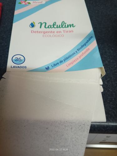 Customer photo review of Eco-Tiras de Detergente 40 lavados Natulim