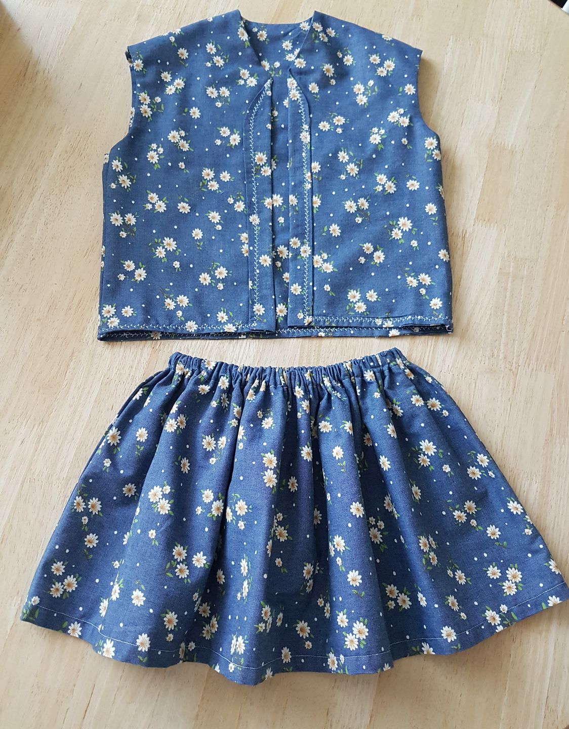 Customer photo review of Daisies Chambray Denim Fabric