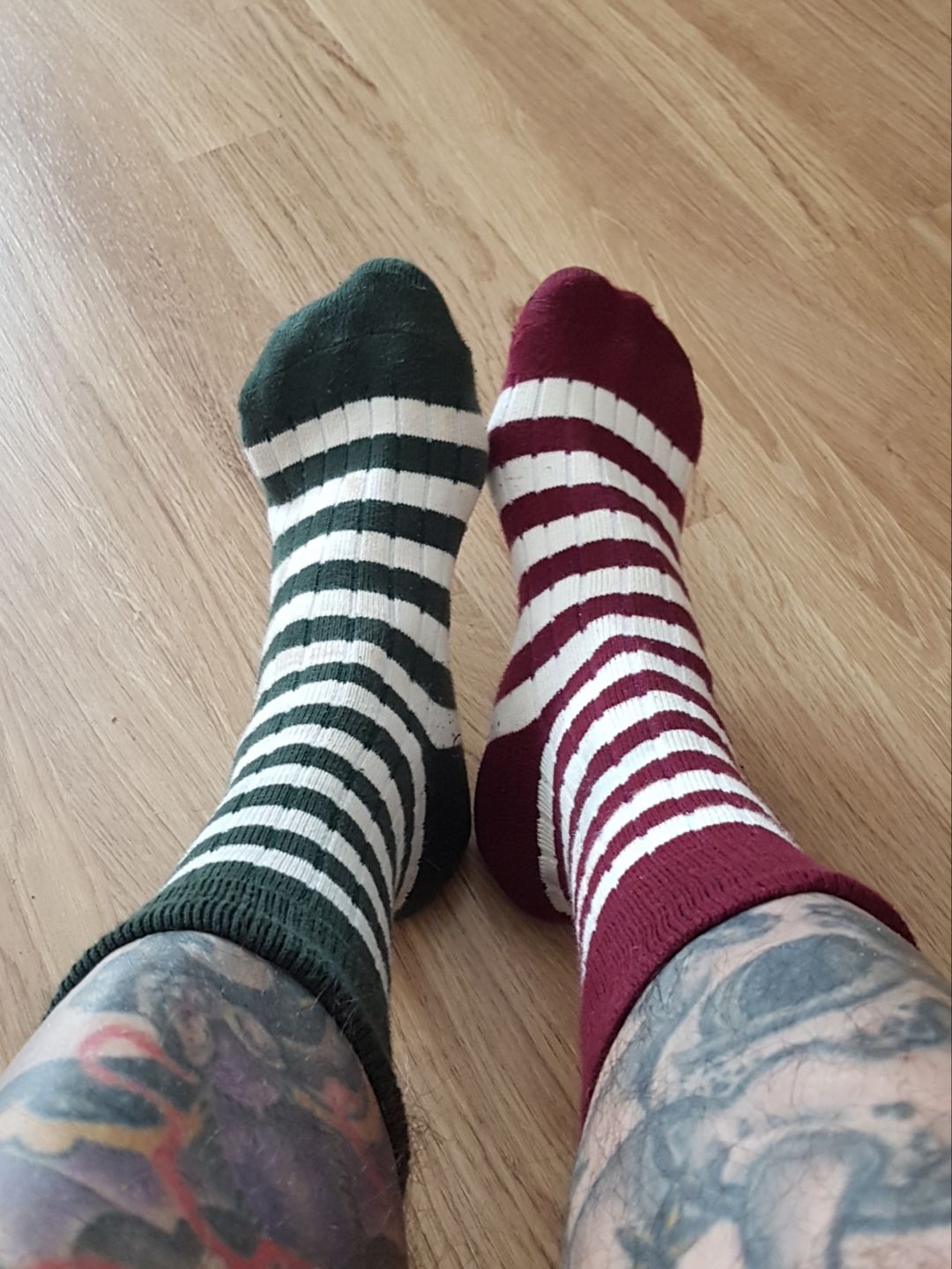Customer photo review of Retro Striped Cotton Socks - Black/White