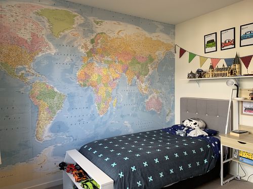 Customer photo review of World Map Mural Wallpaper
