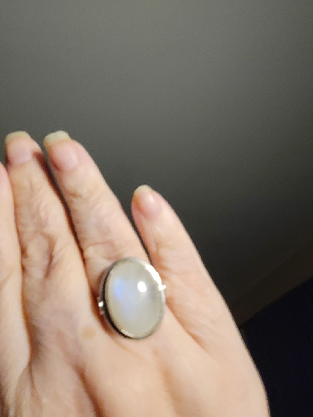 Customer photo review of Sterling Silver Rainbow Moonstone Ring