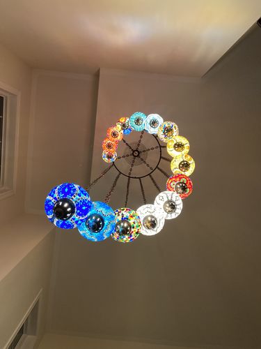 Customer photo review of 15-BALL TURKISH WATER DROP MOSAIC CHANDELIER WİTH LARGE GLOBES H15-30