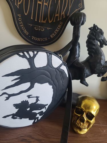 Customer photo review of FINAL SALE - Sleepy Hollow Headless Horseman Crossbody Bag in Black and White