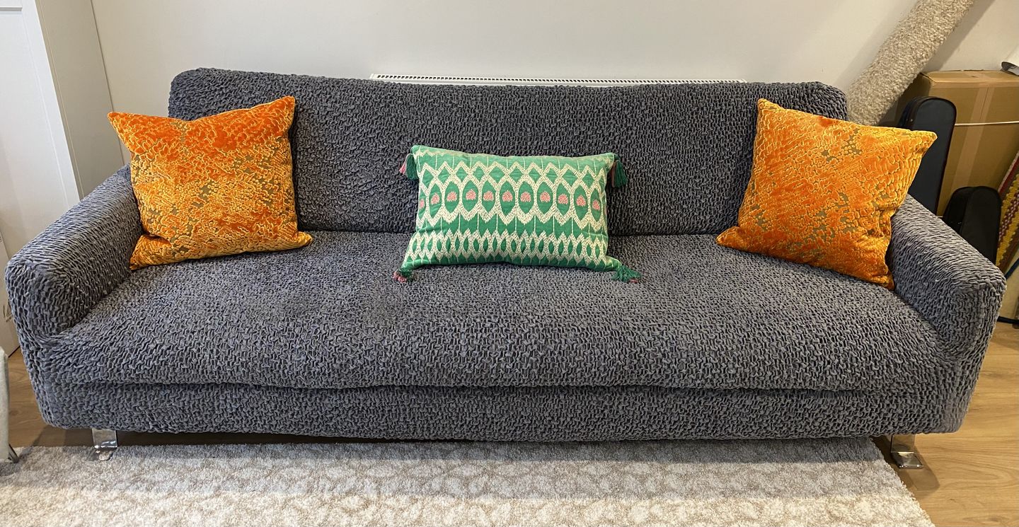 Customer photo review of 3 Seater Sofa Cover - Grey, Velvet Collection