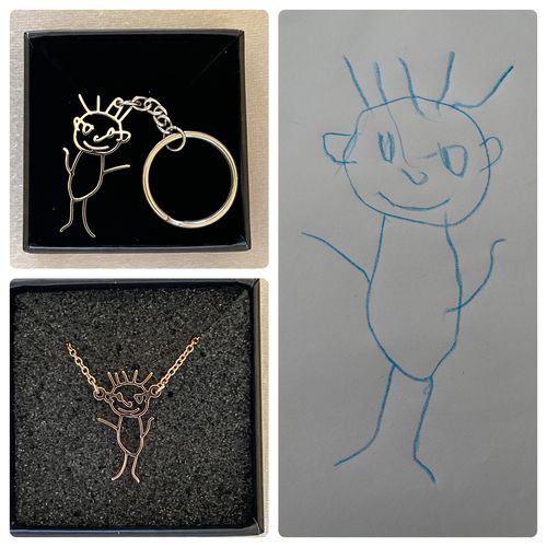 Customer photo review of LOANYA persönliche Kinderzeichnung als Halskette oder Anhänger
