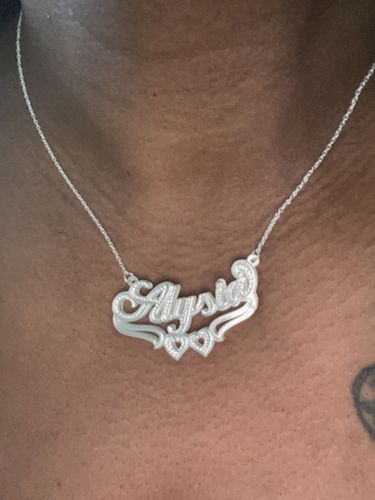 Customer photo review of Double Plated Heart Name Necklace with Link Chain