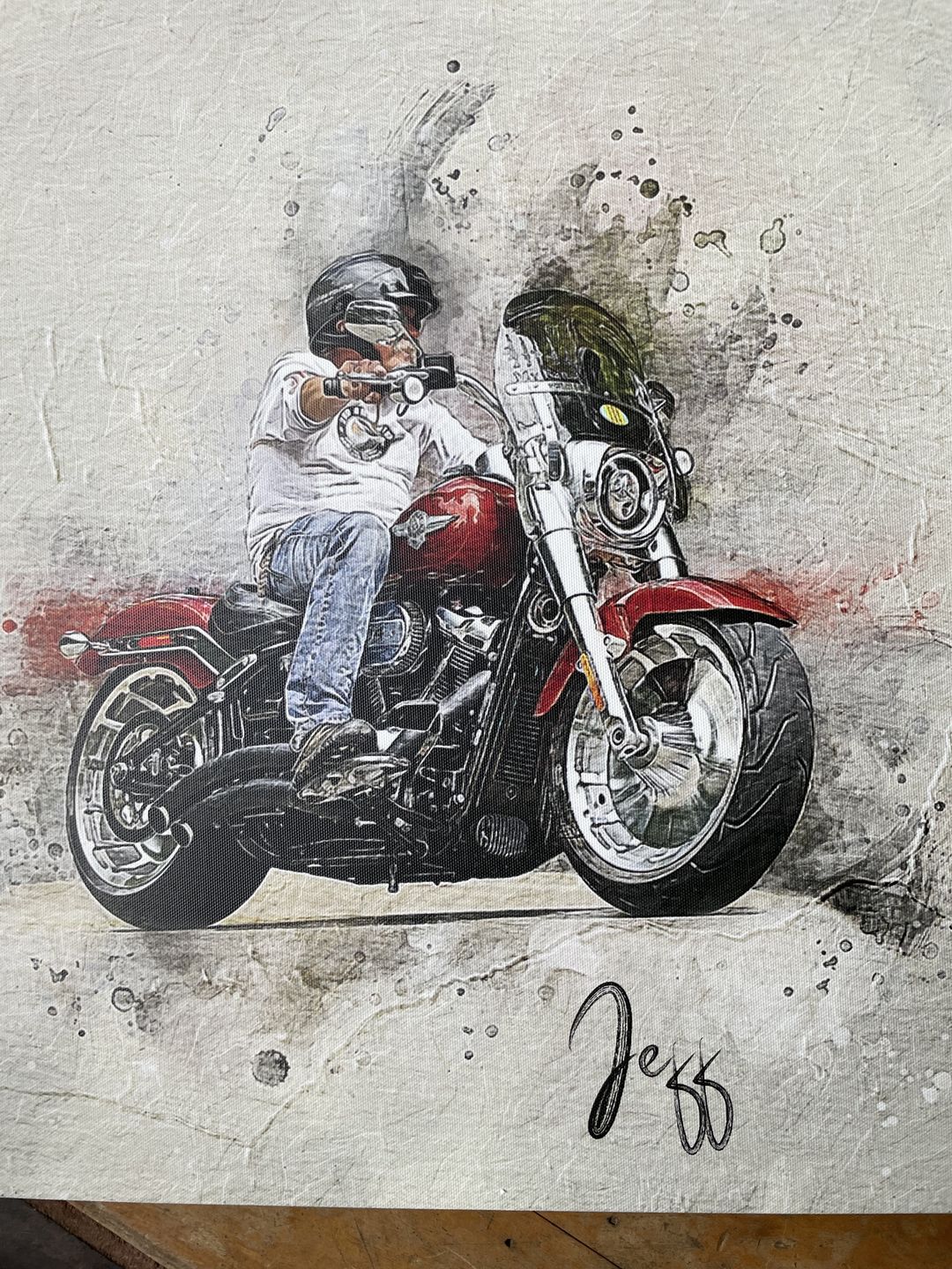 Customer photo review of Personalized Motocycle photo Painting