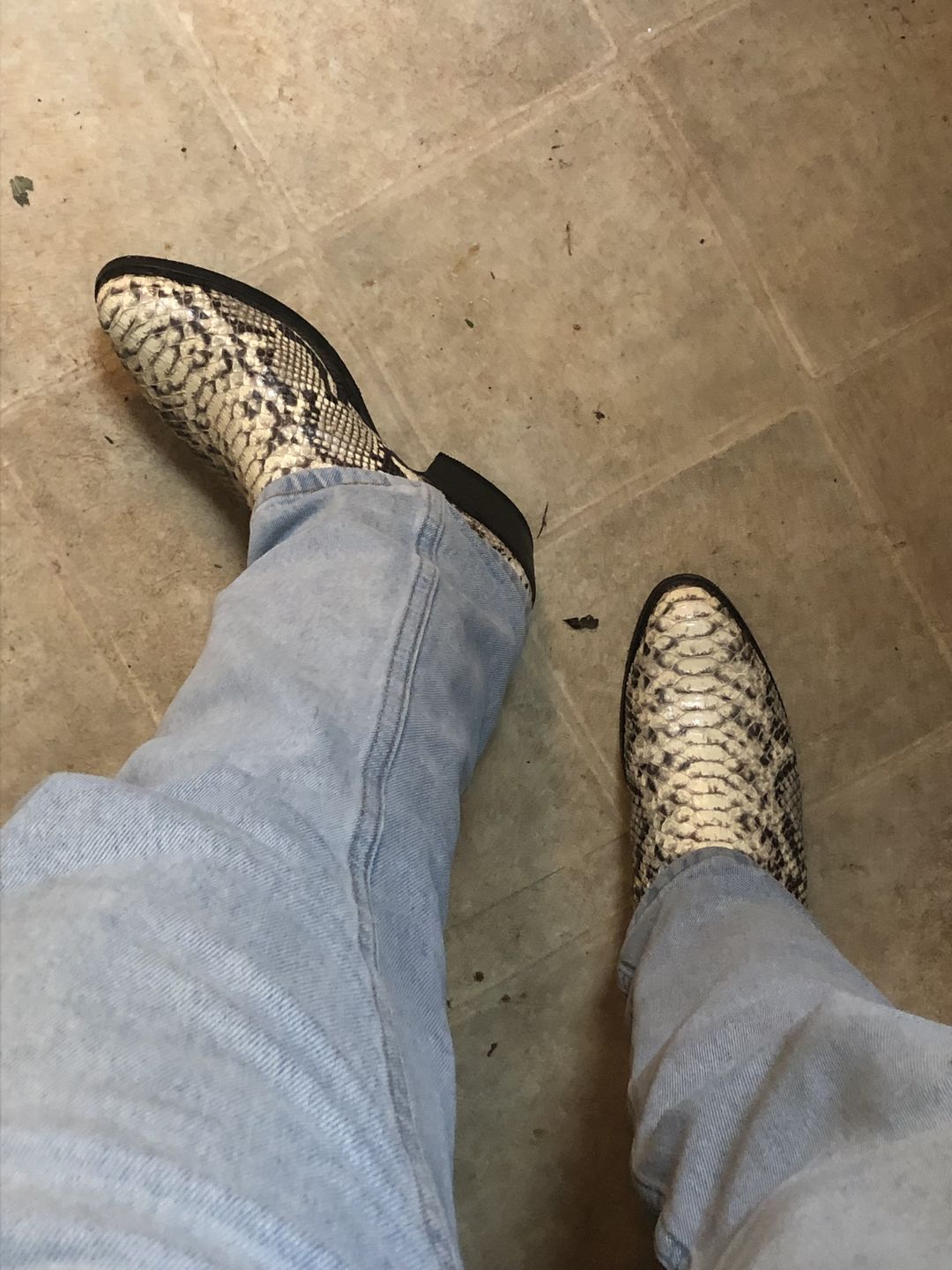 Customer photo review of Cowtown Men’s Back Cut Python Exotic Boots W808