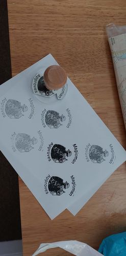 Customer photo review of Wooden Handle Face Stamp