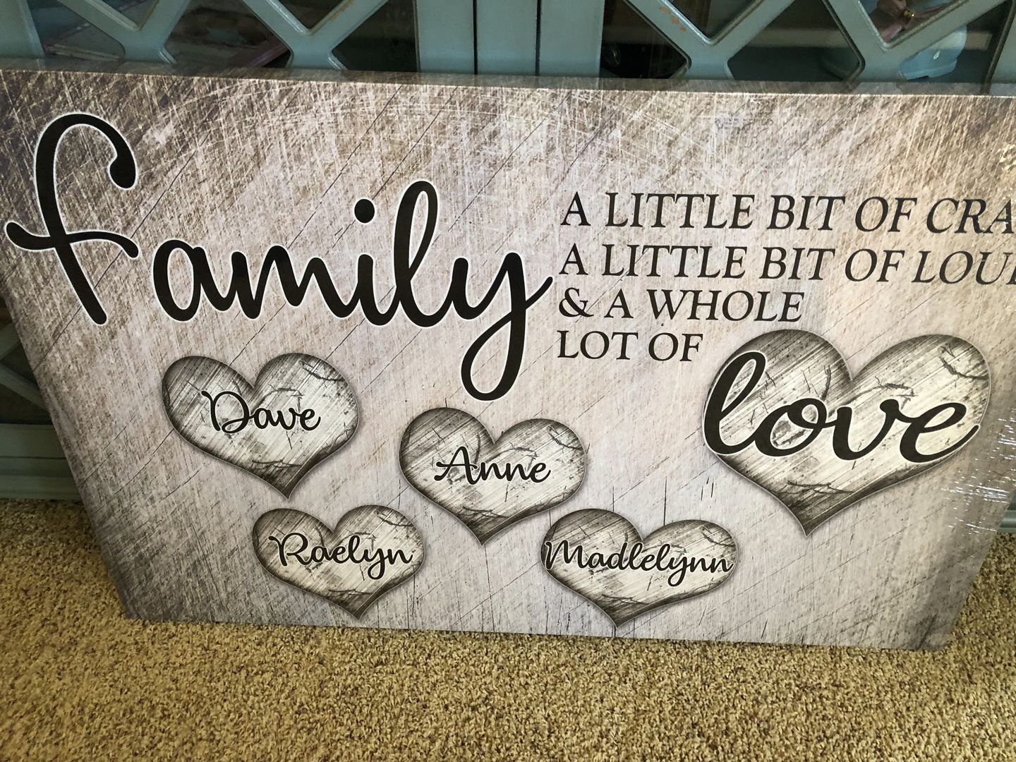 Customer photo review of Personalized "Family... Love" Premium Canvas