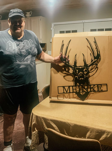 Customer photo review of Mounted Buck - Personalized Hunting Metal Sign - Hunting and Fishing Monogram Decor