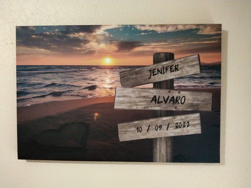 Customer photo review of Lienzo personalizado Corazon en la Playa