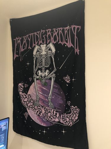 Customer photo review of Sad Rabbit Tapestry 55"