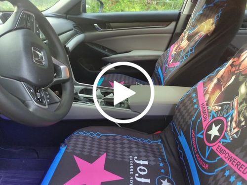 Customer video review of Joseph Joestar Car Seat Covers Custom Anime JoJo's Bizarre Adventure Car Interior Accessories