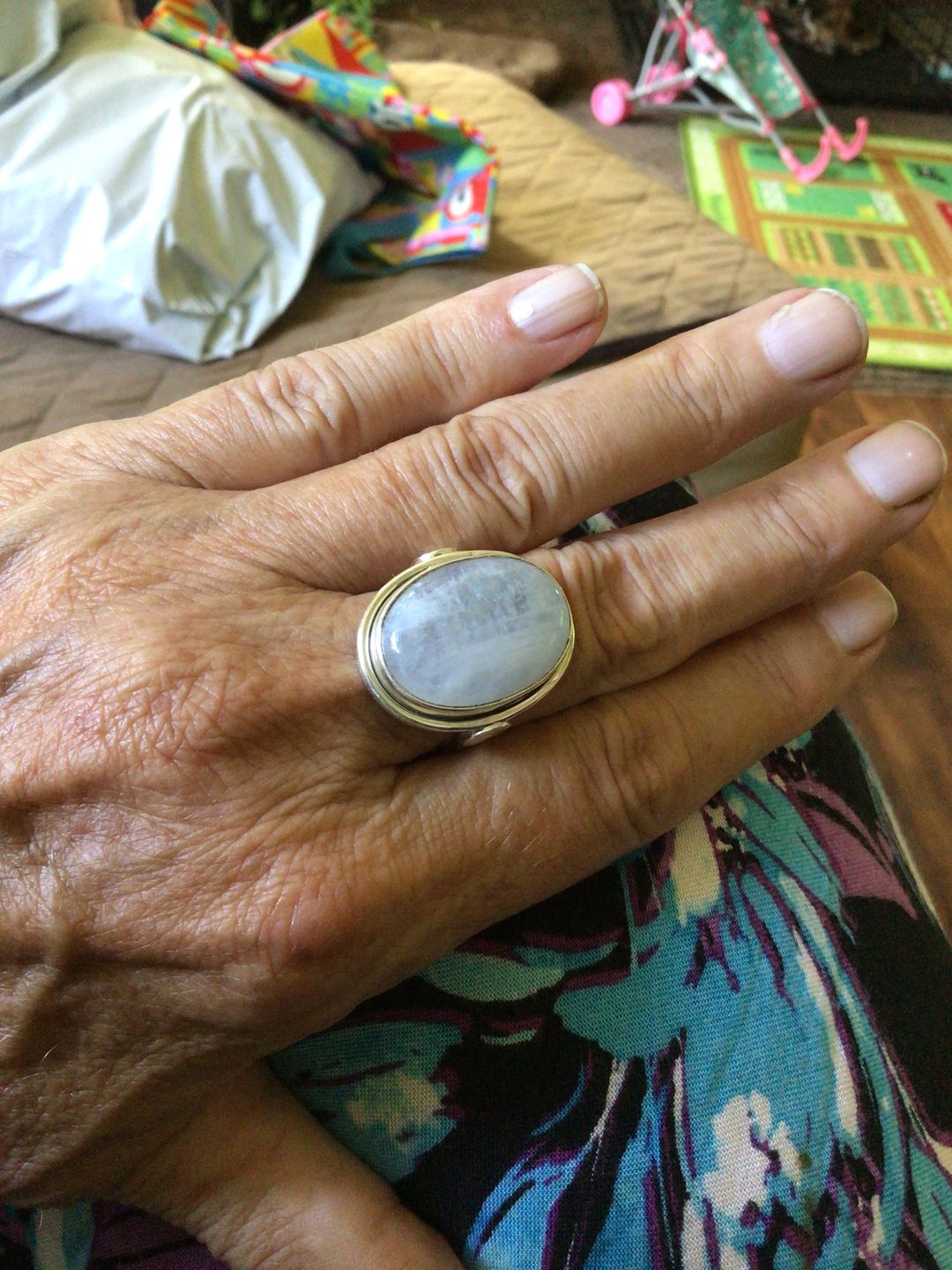 Customer photo review of Sterling Silver Rainbow Moonstone Ring