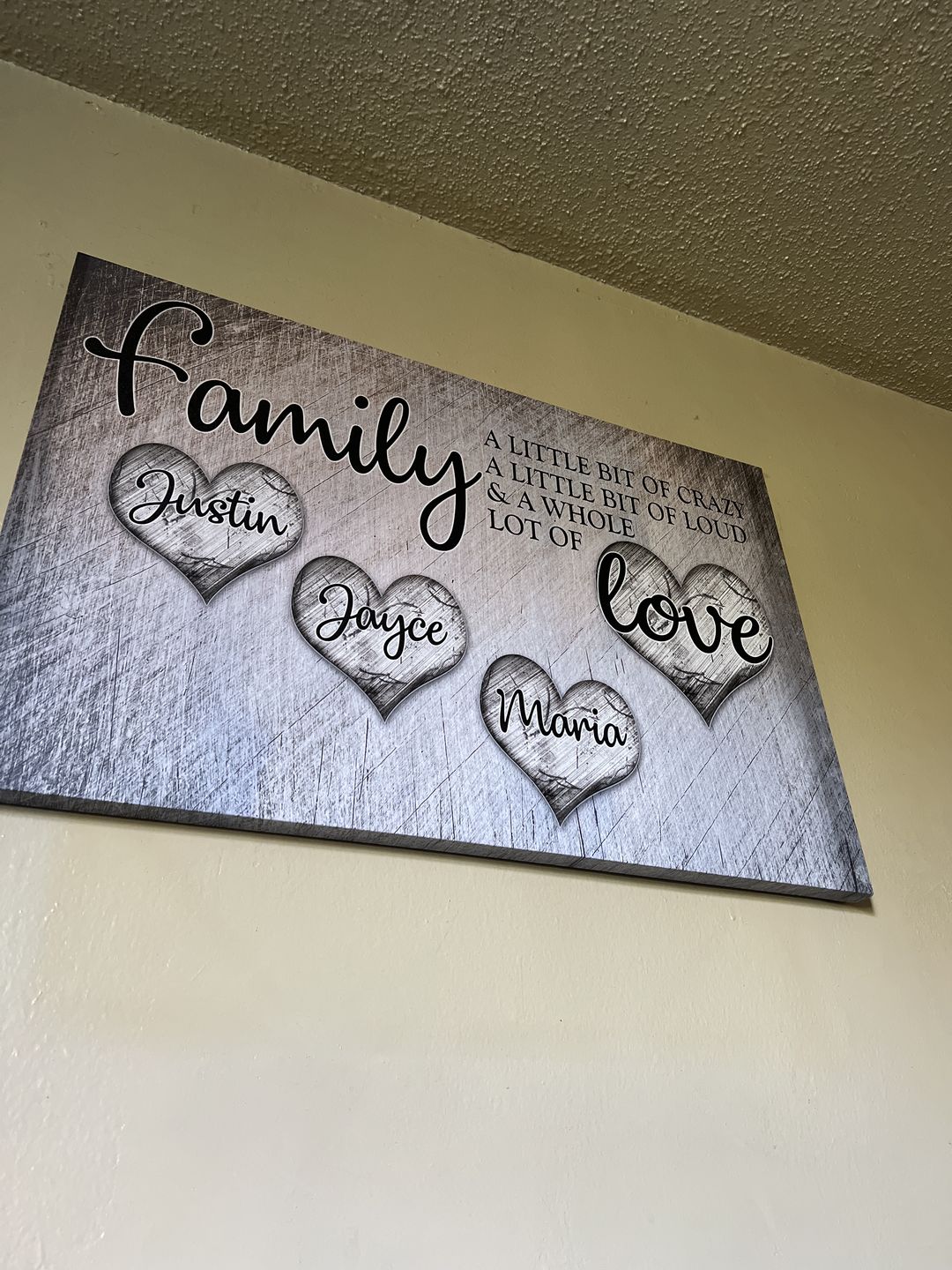 Customer photo review of Personalized "Family... Love" Premium Canvas