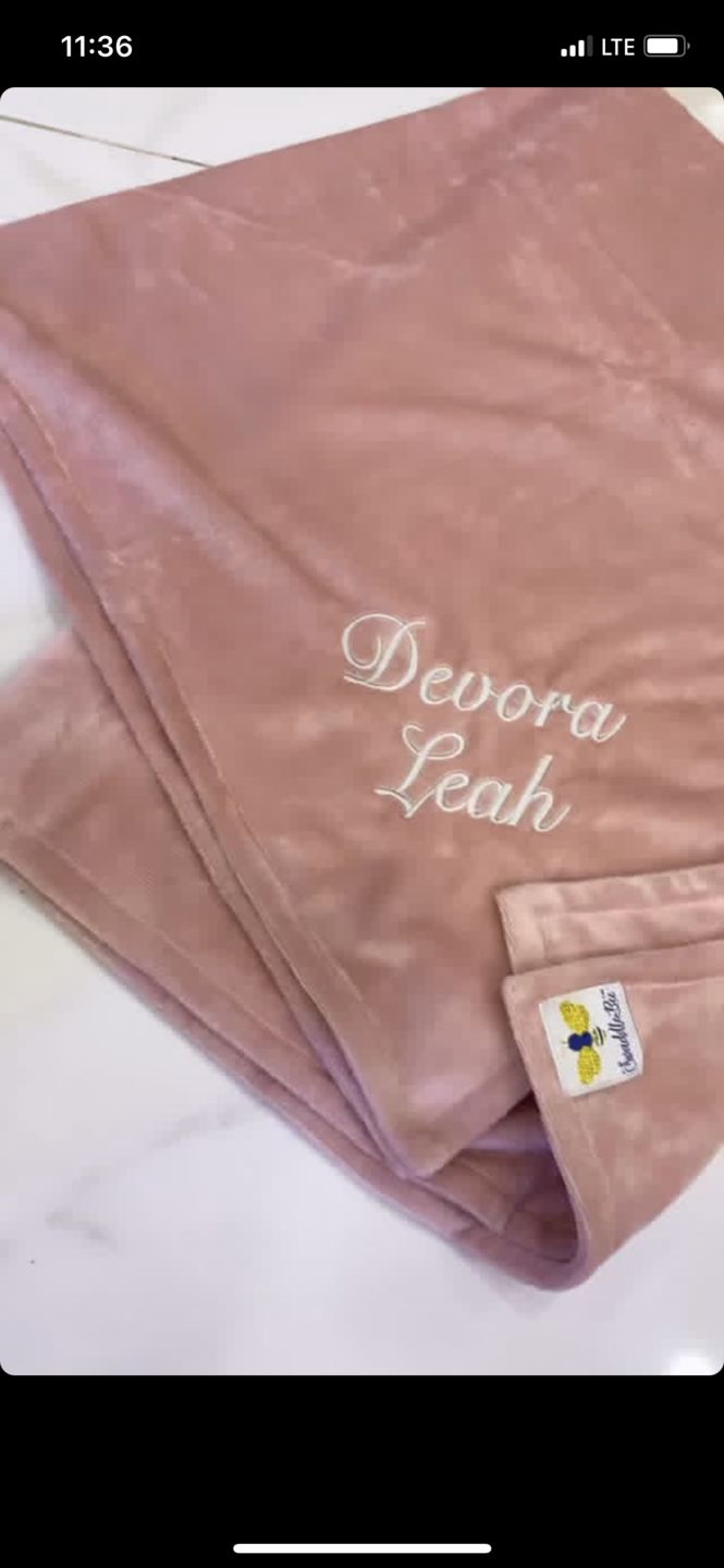 Customer photo review of MinkyBee  Stroller Blanket Solid Dusty Pink