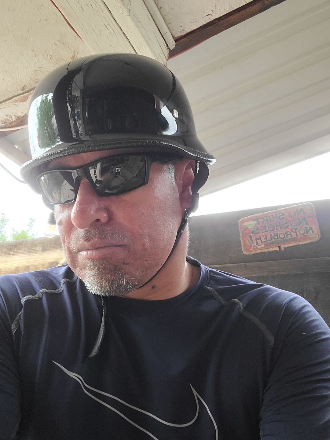 Customer photo review of Mayan Style Half Helmet - Gloss Black