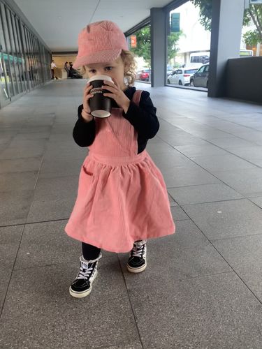 Customer photo review of Summer Corduroy Pinafore - Pink