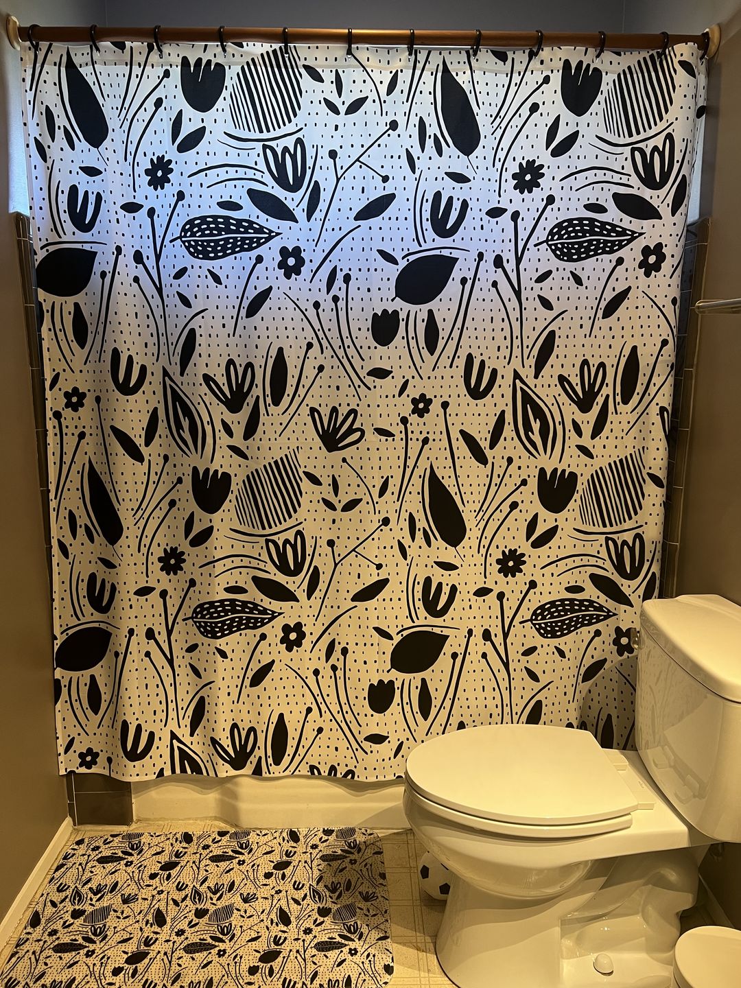 Customer photo review of Modern Floral Shower Curtain - Black & White