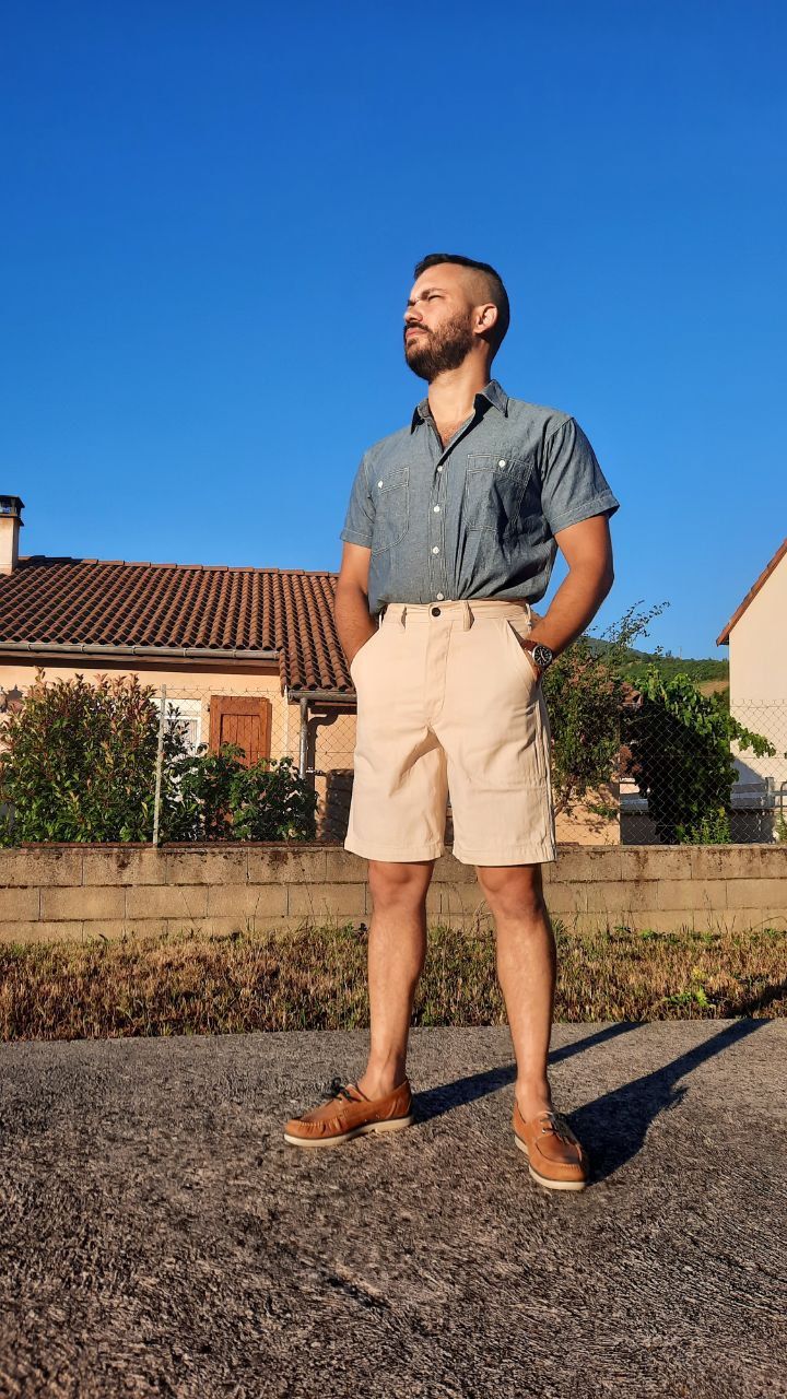Customer photo review of Chambray Short Sleeve Work Shirt