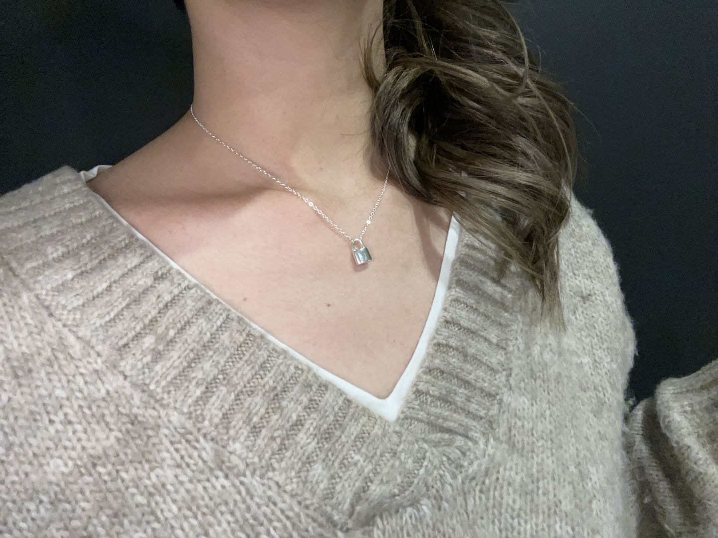 Customer photo review of Padlock Initial Letter Necklace