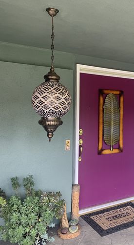 Customer photo review of Mosaic Hanging Lamp with 30cm (12") Globe
