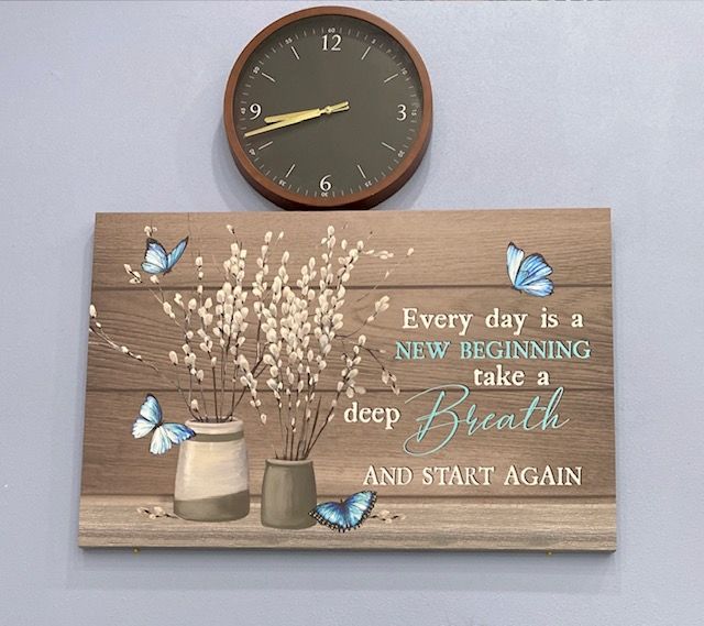 Customer photo review of Every day is a new beginning butterfly flower Christian wall art canvas