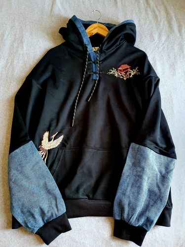 Customer photo review of Japanese Crane Hoodie - Embroidered